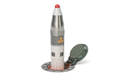 Missile launches from its underground silo launch facility, 3D r clipart