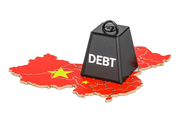 Chinese national debt or budget deficit, financial crisis concep — Stock Photo, Image