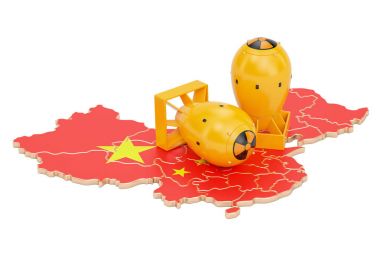 Nükleer silah konsepti, 3d render ile Çin Haritası