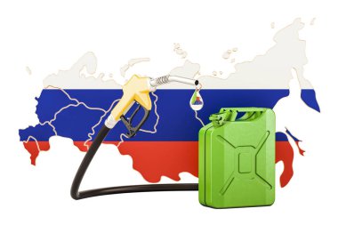 Üretim ve ticaret Rusya, benzinin kavramı. 3D render