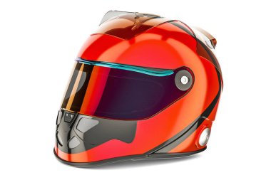 Kırmızı kask, yarış 3d render