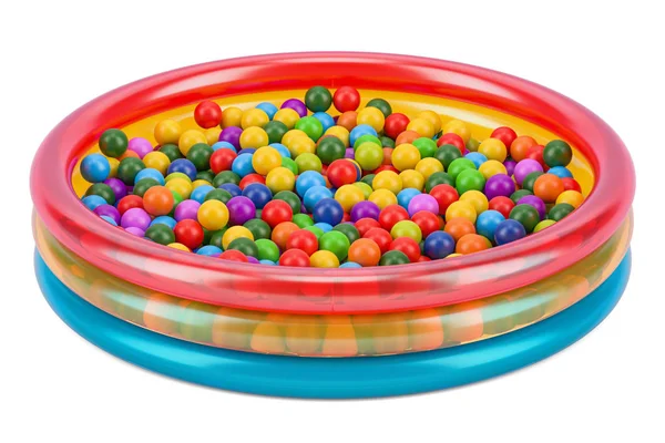 Bola infantil com bolas coloridas, renderização 3D — Fotografia de Stock