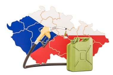 Üretim ve ticaret benzin Çek Cumhuriyeti'nde kavramı. 3D re