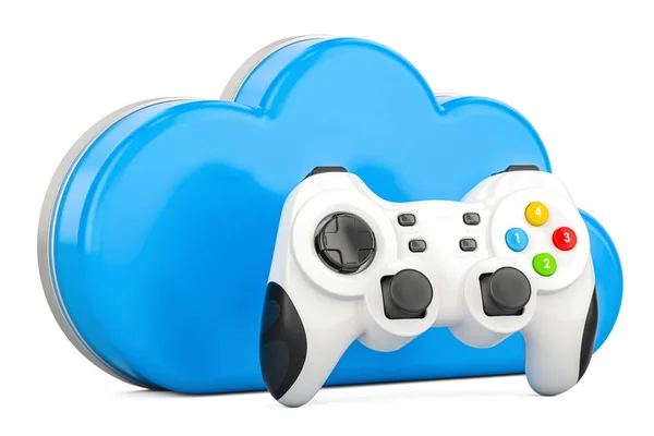 Concepto de juego en la nube con gamepad, renderizado 3D — Foto de Stock