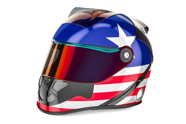 赛车头盔与国旗的美国，3d 渲染 — 图库照片