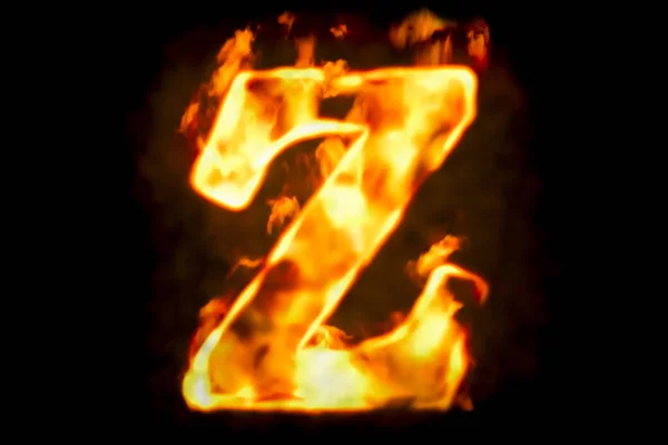 Fire letter Z of burning flame light, 3D rendering — Stock Photo, Image