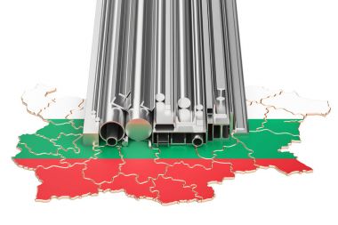 Üretim ve ticaret, Bulgaristan, metal ürünlerin kavramı. 3D 