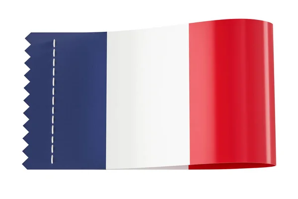 Etiqueta de roupa, etiqueta com bandeira da França. Renderização 3D — Fotografia de Stock