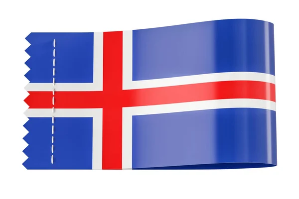 Kleding tag, label met vlag van IJsland. 3D-rendering — Stockfoto