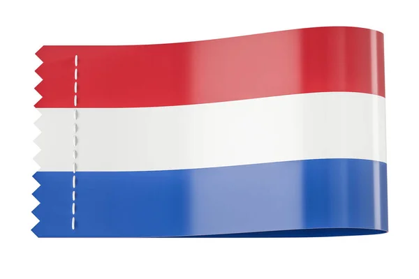 Tag de roupa, etiqueta com bandeira de Holanda. Renderização 3D — Fotografia de Stock