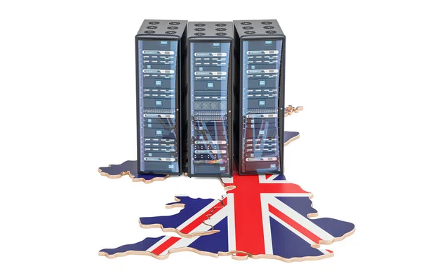 Data Center serverrack i Storbritannien koncept, 3d-rendering — Stockfoto