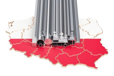 Üretim ve ticaret Polonya, metal ürünlerin kavramı. 3D re