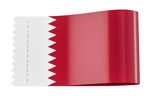 Étiquette de vêtements, étiquette avec drapeau du Qatar. rendu 3D — Photo