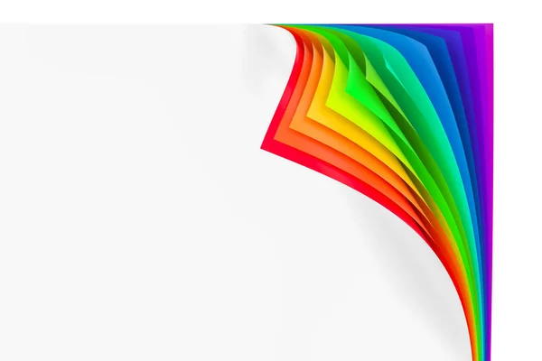 Esquinas rizadas de arco iris de colores, representación 3D — Foto de Stock