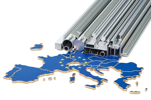 Producción y comercio de productos metálicos en la Unión Europea, concep — Foto de Stock