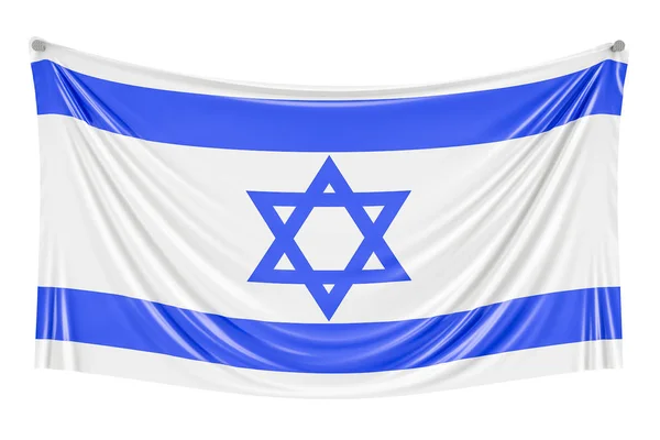 Bandera de Israel colgando en la pared, representación 3D — Foto de Stock