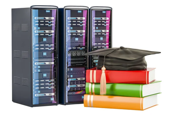 University data center concept, server racks. 3D rendering — Stock Photo, Image