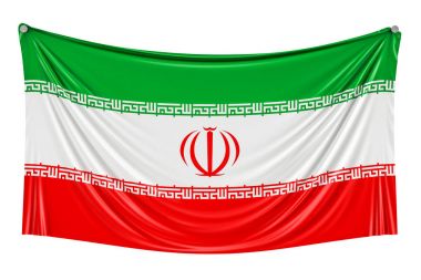 3d render duvarda asılı Iran bayrağı