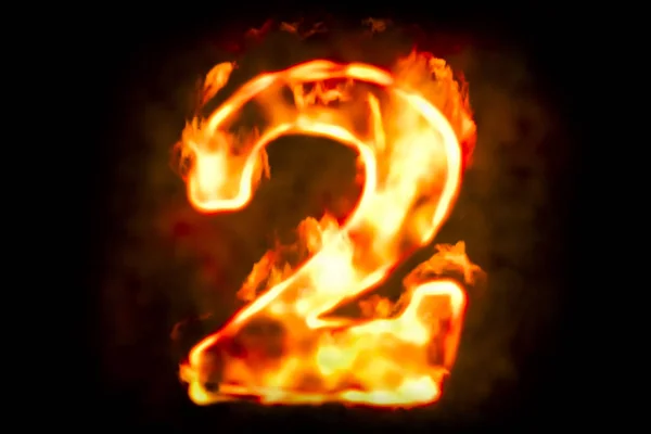 Fire number 2 of burning flame light, 3D rendering — Stock Photo, Image