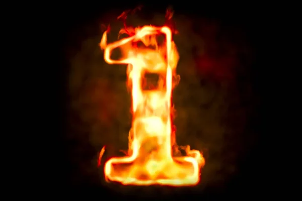 Fire number 1 of burning flame light, 3D rendering — Stock Photo, Image