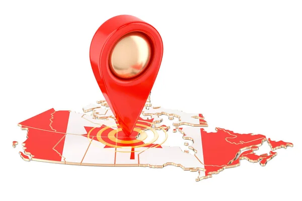 Mapa ponteiro no mapa de Canadá, renderização 3D — Fotografia de Stock