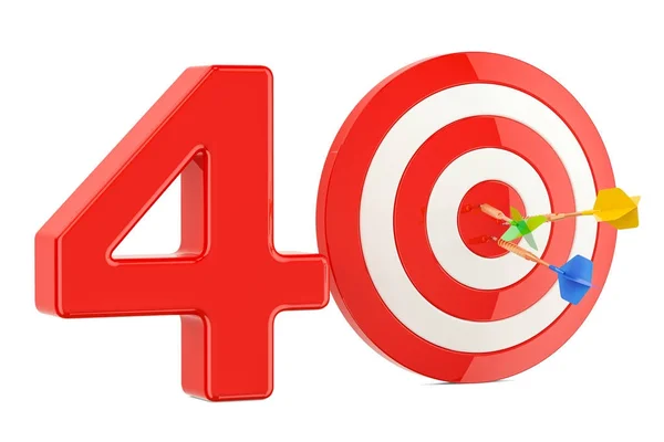 Objetivo 40, concepto de éxito y logro. Renderizado 3D —  Fotos de Stock