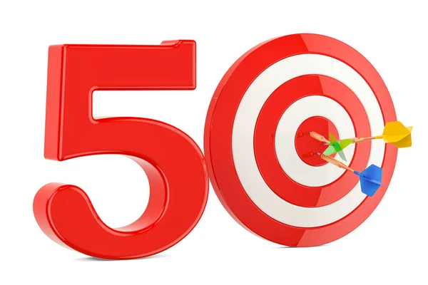 Ziel 50, Erfolg und Leistungskonzept. 3D-Darstellung — Stockfoto