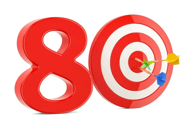 Target 80, success and achievement concept. 3D rendering — Stock Photo, Image