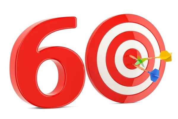 Target 60, success and achievement concept. 3D rendering — Stock Photo, Image