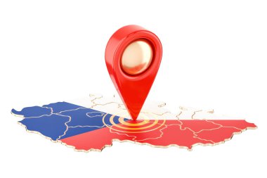 Harita tanıtıcısında konumu bir 3d render Çek Cumhuriyeti haritası