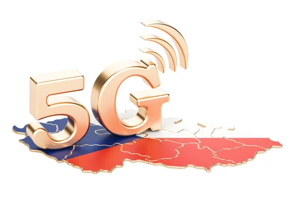 Концепция 5G в Чехии, 3D рендеринг — стоковое фото