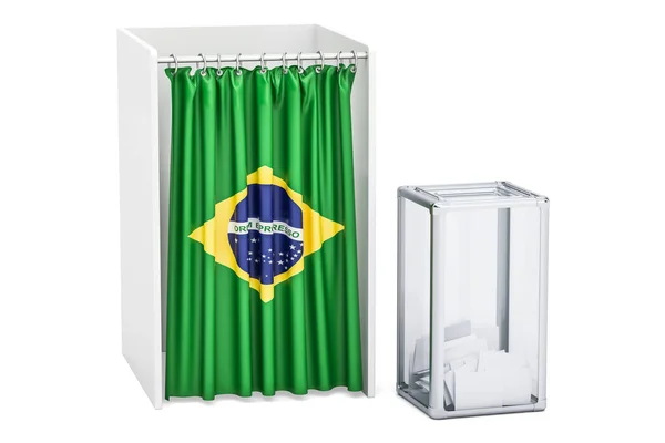 Conceito eleitoral brasileiro, urna e cabines de votação com fl — Fotografia de Stock
