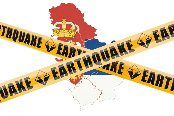Aardbeving in Servië concept, 3D-rendering — Stockfoto