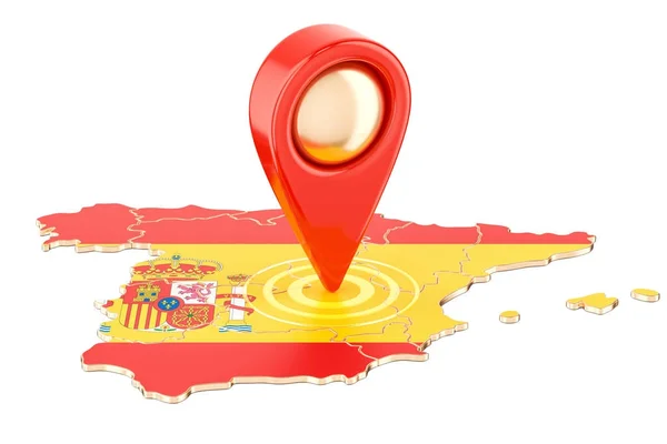 Mapa puntero en el mapa de Español, representación 3D —  Fotos de Stock