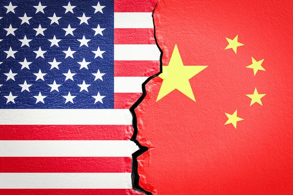Concepto de conflicto entre Estados Unidos y China, representación 3D — Foto de Stock