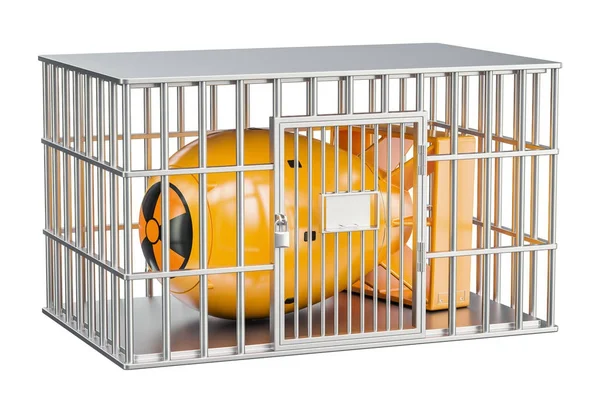 Prison cell with nuclear bomb. Nuclear weapons prohibition conce — Stock Photo, Image