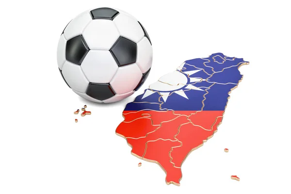 Fotboll boll med karta över Taiwan koncept, 3d-rendering — Stockfoto