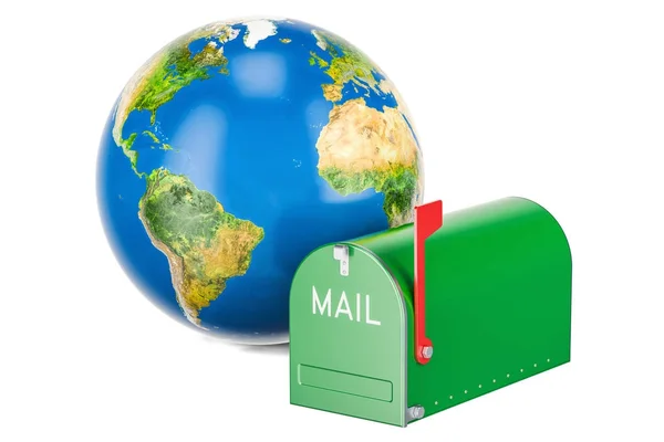 Koncepcja International Mail Service, renderowania 3d — Zdjęcie stockowe