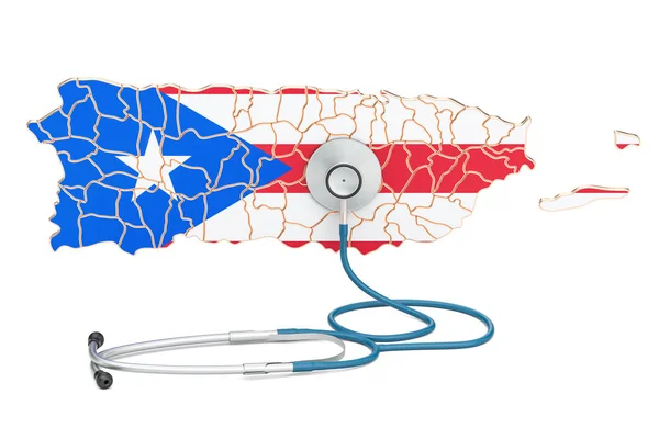 청진 기, 국가 건강 관리 개념으로 푸에르토리코 지도, — 스톡 사진