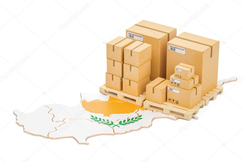 Shipping and Delivery from Cyprus concept, 3D rendering
