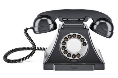 Siyah eski moda telefon, 3d render