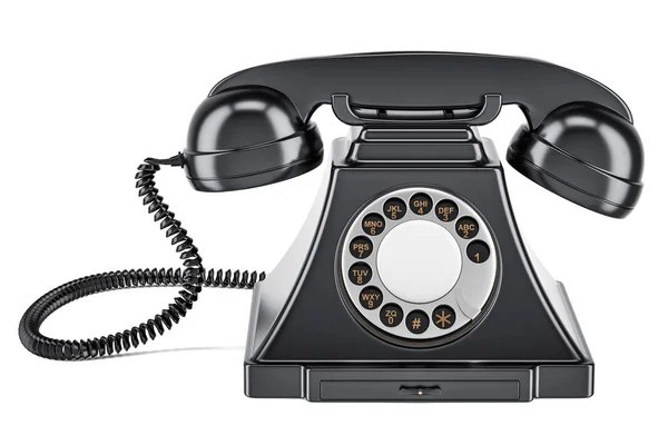 Siyah eski moda telefon, 3d render — Stok fotoğraf