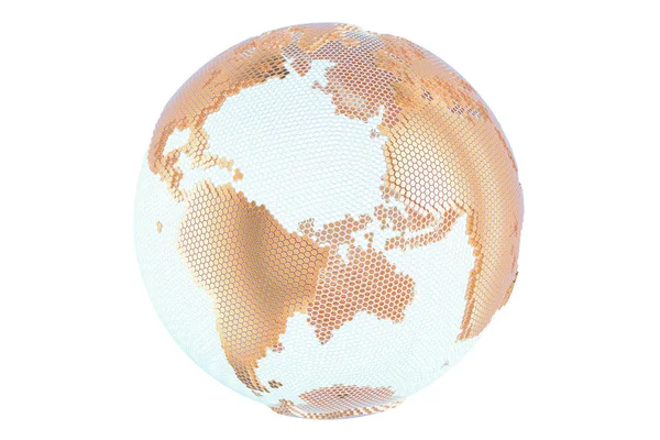 Абстрактний золотий глобус Земля, 3D рендеринг — стокове фото