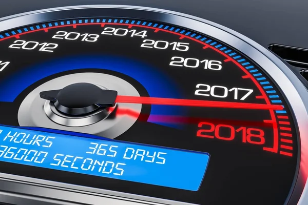 2018 New Year speedometer concept, 3D rendering — Stock Photo, Image