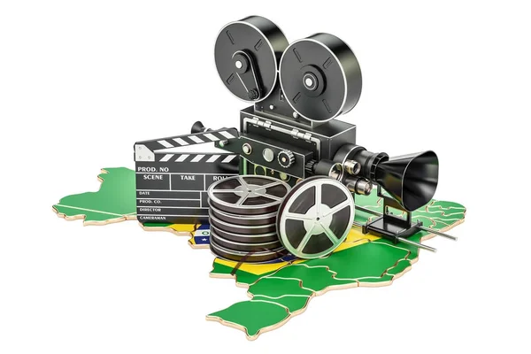 Brazylijski kinematografii, koncepcja przemysł filmowy. renderowania 3D — Zdjęcie stockowe
