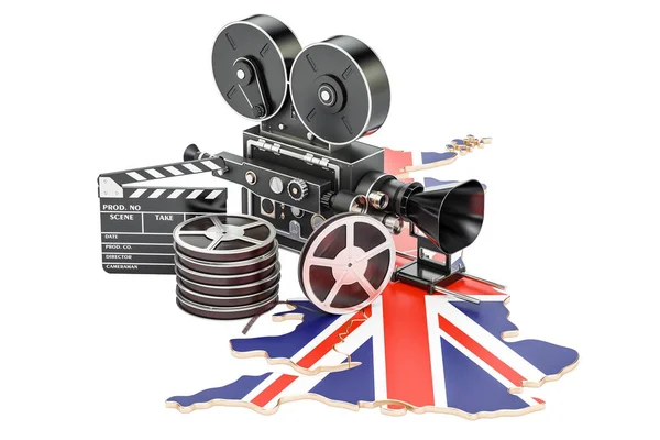 Brytyjskiej kinematografii, koncepcja przemysł filmowy. renderowania 3D — Zdjęcie stockowe