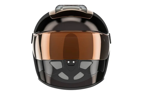 Černé Závodní helma, pohled zepředu. 3D vykreslování — Stock fotografie