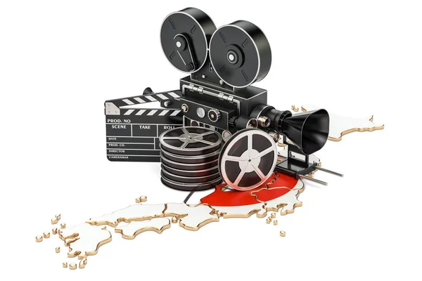 Japońskiej kinematografii, koncepcja przemysł filmowy. renderowania 3D — Zdjęcie stockowe