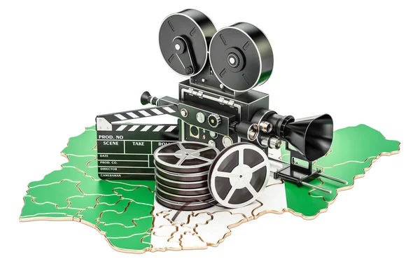 Nigeryjski kinematografii, koncepcja przemysł filmowy. renderowania 3D — Zdjęcie stockowe