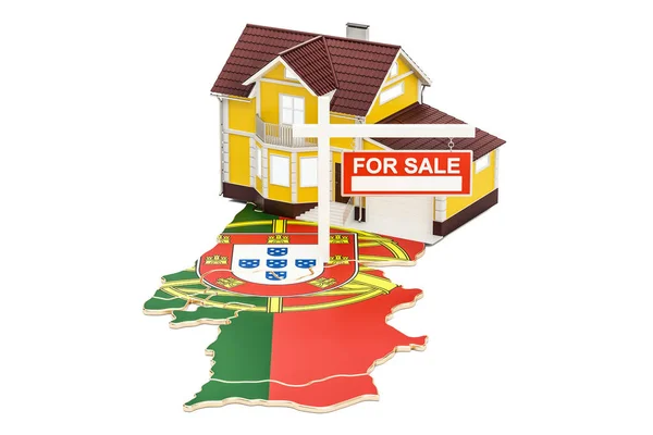 Нерухомість на продаж і оренда квартир в Португалії концепції, 3d-рендерінг — стокове фото